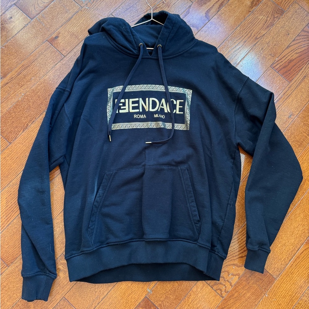 FENDI/ Versace FENDACE MEN'S EMBROIDERY HOODED SWEATSHIRT HOODIE, Runs small!!